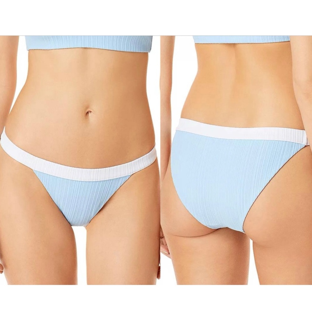 Onia Leila Rib Ribbed Bikini Bottom in Airy Blue
